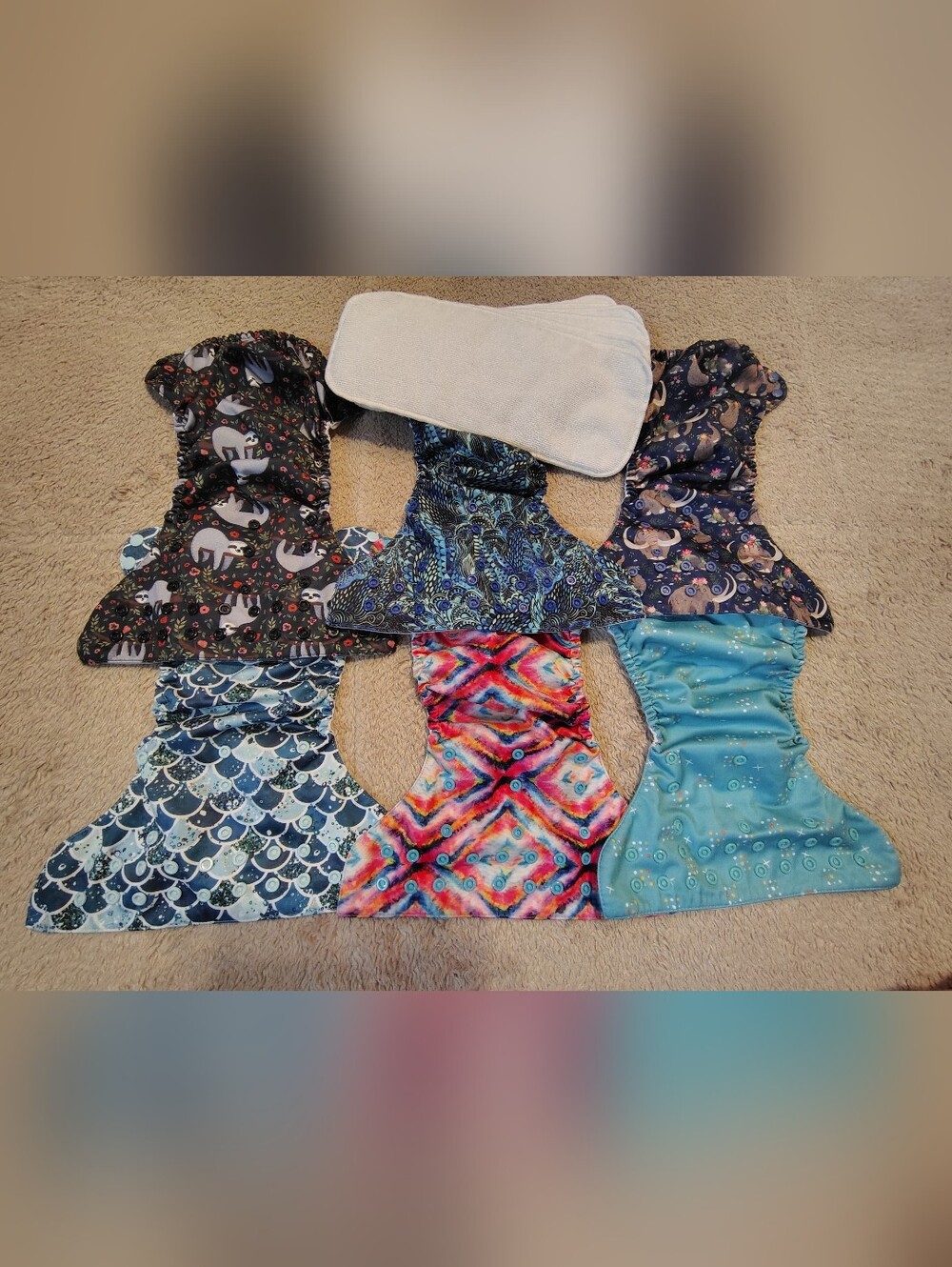Mama Koala Six Cloth Reusable Pocket Diapers With Inserts Girly Prints One Size